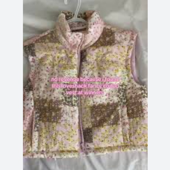 THREAD & SUPPLY quilted pastel vest floral patchwork full zip pockets pink large - Picture 11 of 15